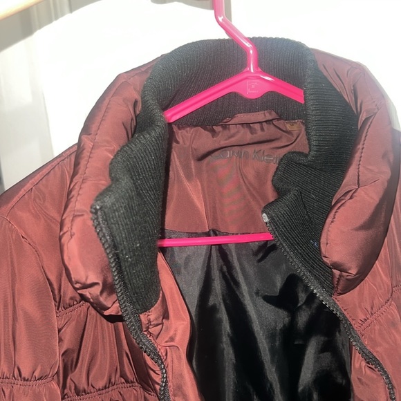 Calvin Klein women’s winter coat jacket zipper jacket maroon color red CK winter - Picture 7 of 16
